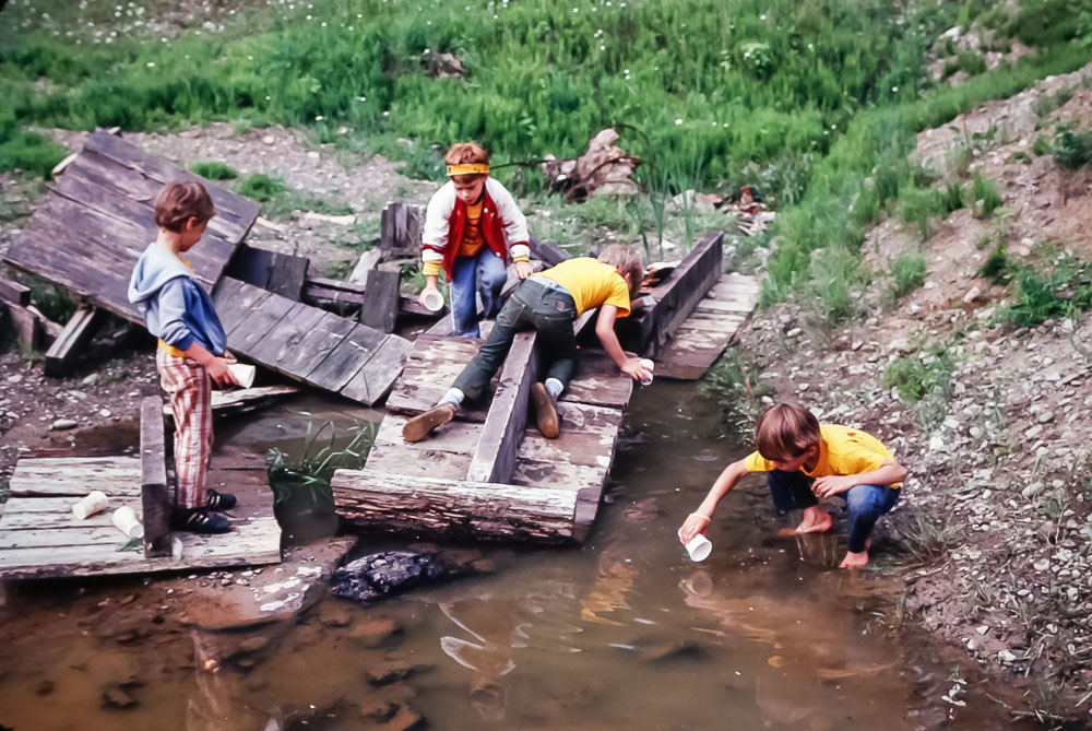 Catching tadpoles with the Indian Guides - July 1982